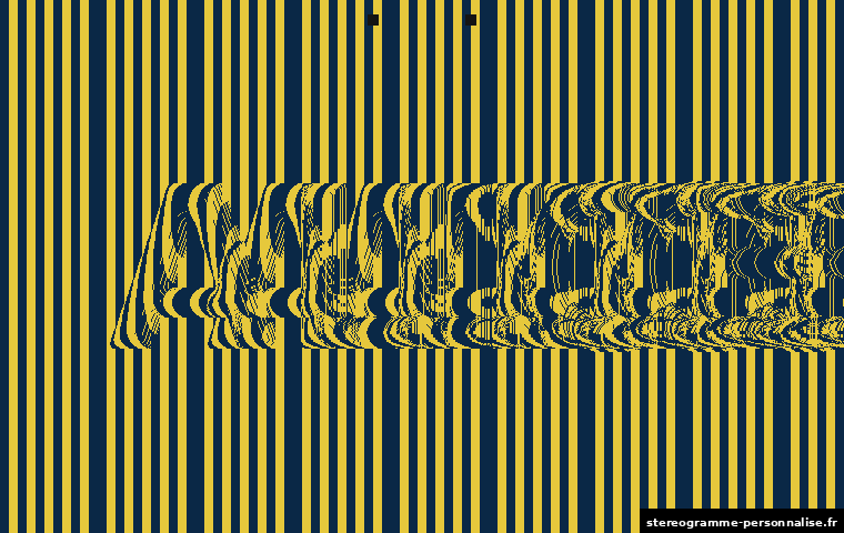 Stéréogramme Alice, motif motif coloré (bandes), profondeur moyenne