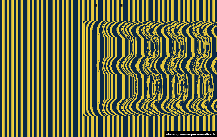 Stéréogramme B, motif motif coloré (bandes), profondeur forte