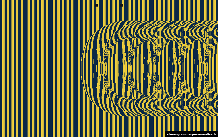 Stéréogramme C, motif motif coloré (bandes), profondeur forte