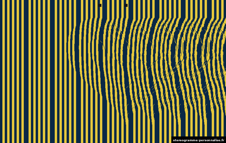 Stéréogramme Cœur, motif motif coloré (bandes), profondeur faible