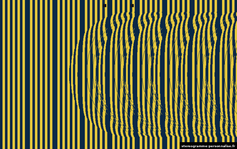 Stéréogramme Lune, motif motif coloré (bandes), profondeur faible
