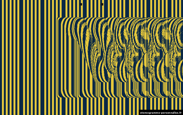 Stéréogramme M, motif motif coloré (bandes), profondeur forte