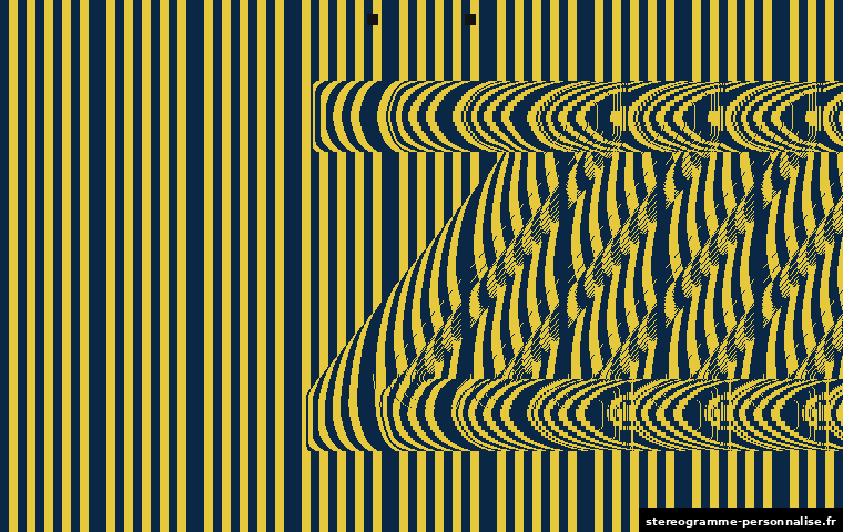 Stéréogramme Z, motif motif coloré (bandes), profondeur forte